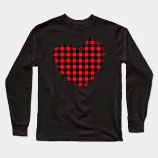 Heart shape plaid pattern valentines day gift idea Long Sleeve T-Shirt